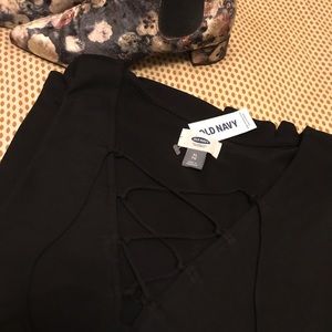 Lace Up Black Long Sleeved Tee NWT